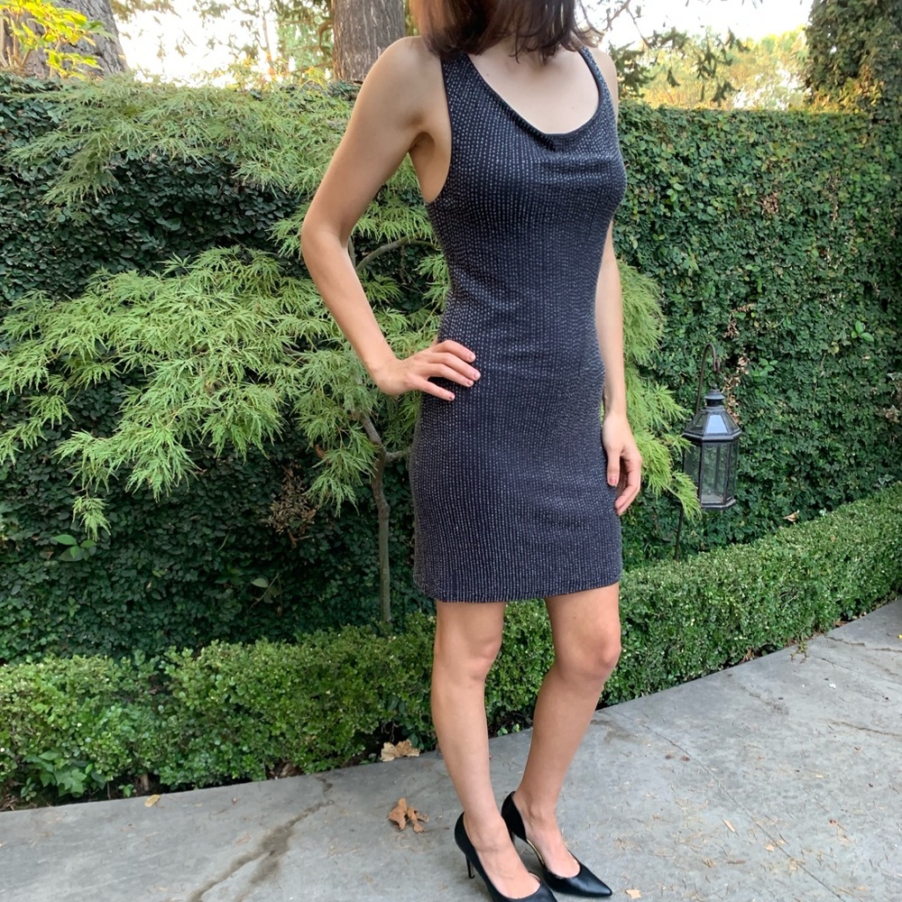 W118 grey mini beaded dress